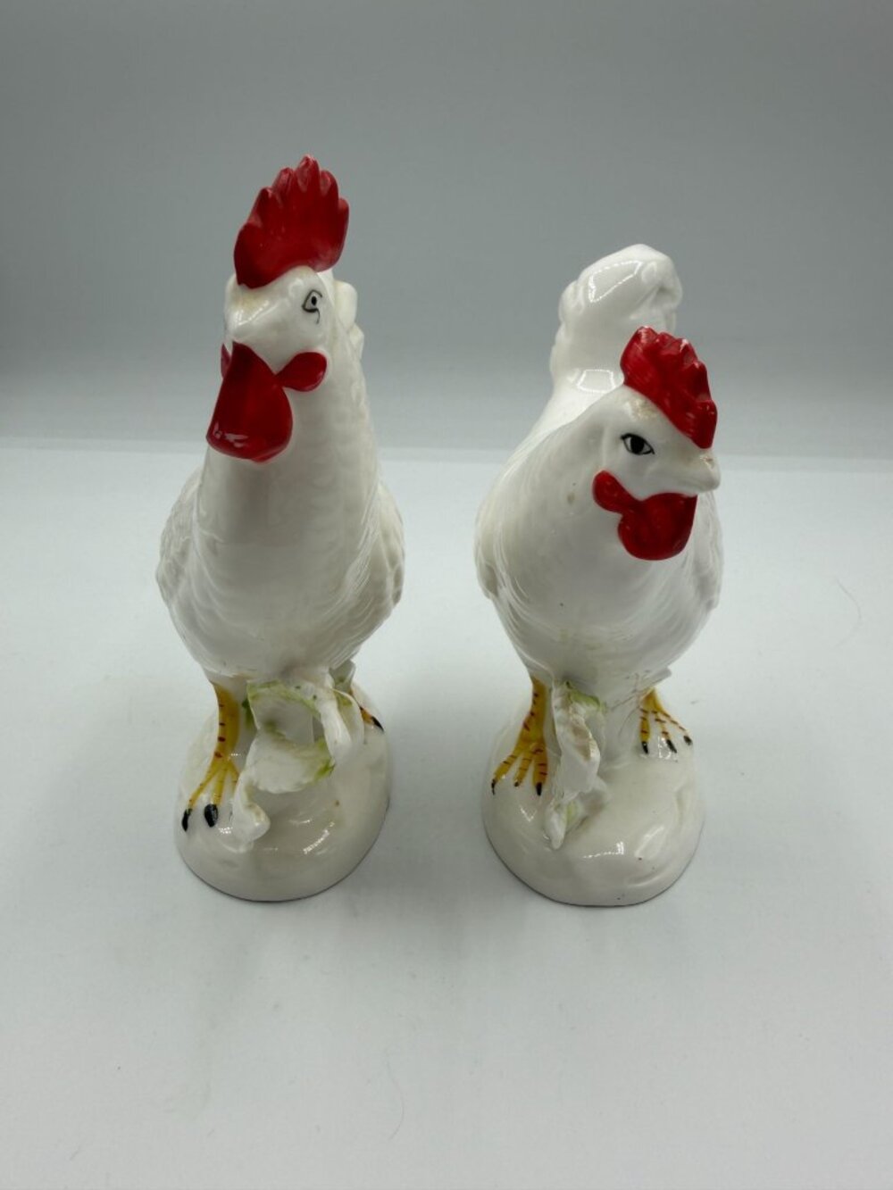 Lefton 2196 Set of 2 Vtg White Rooster Chickens Figurines Farmhouse Decor - Picture 6 of 9